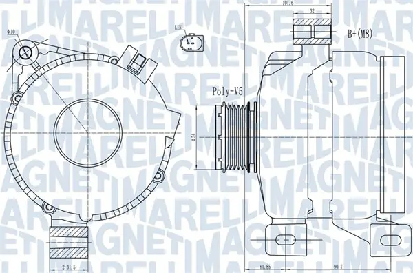 Alternator (14V, 150A) potrivit VOLVO S40 II, S80 II, V50, V60 I, V70 III, XC70 II; FORD S-MAX 2.0D-2.5ALK 03.06-04.16