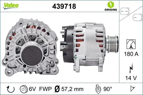 Alternator (14V, 180A) potrivit SEAT ALHAMBRA; SKODA SUPERB II; VW CC B7, GOLF VI, PASSAT ALLTRACK B7, PASSAT B6, PASSAT B7, SHARAN 1.6D 2.0D 03.05-12.22