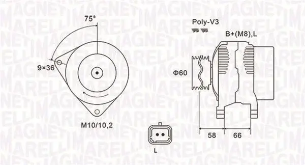 Alternator (14V, 70A) potrivit DACIA LOGAN, SANDERO; NISSAN KUBISTAR; RENAULT CLIO II, CLIO II HATCHBACK, CLIO III, ESPACE III, KANGOO, KANGOO EXPRESS, THALIA I, THALIA II 1.0-2.0 05.96-