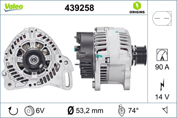 Alternator (14V, 90A) potrivit VW TRANSPORTER T4 1.9D 2.0 07.90-04.03