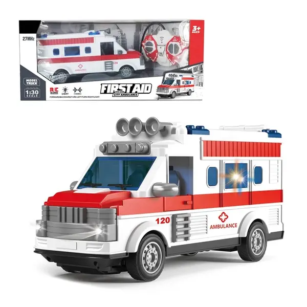 Ambulanta de jucarie cu telecomanda 22 10 7,5 cm, alb