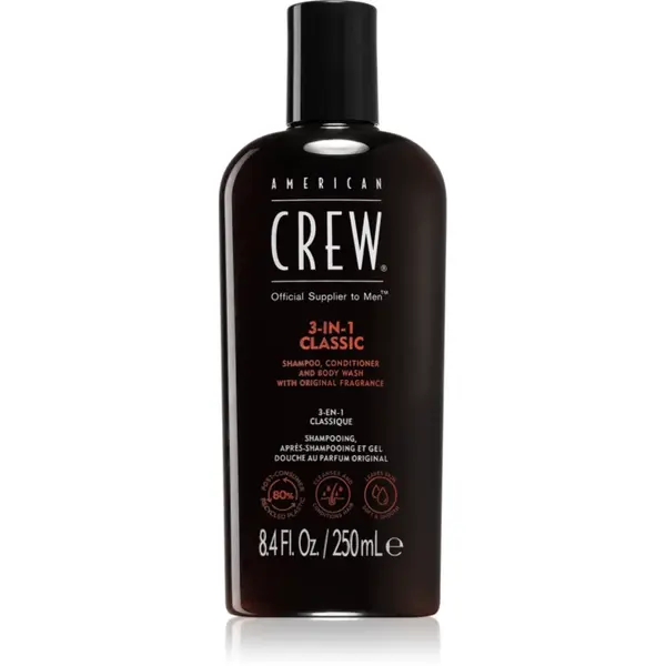 American Crew Hair & Body 3-IN-1 sampon, balsam si gel de dus 3in1 pentru barbati 1000 ml
