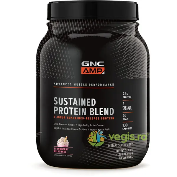 Amestec Proteic cu Aroma de Milkshake de Capsuni Amp Sustained 896g