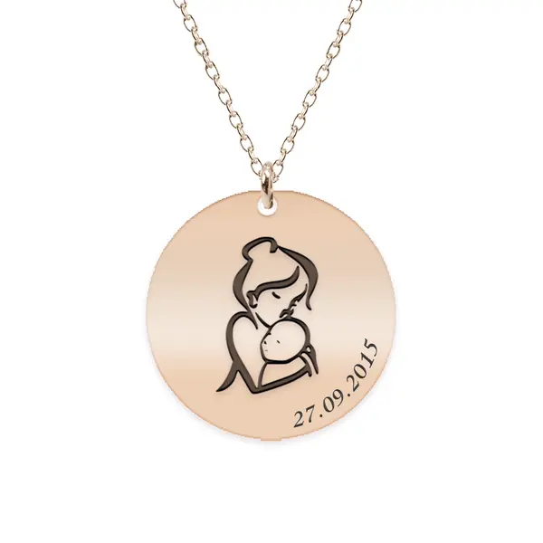 Ami - Colier personalizat mama si bebe din argint 925 placat cu aur roz