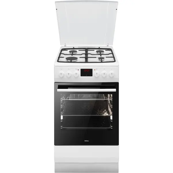 AMICA Aragaz Amica 510GEH3.33ZpTaDpA(W) Pizza, 4 arzatoare pe gaz, cuptor electric, latime 50 cm, Alb