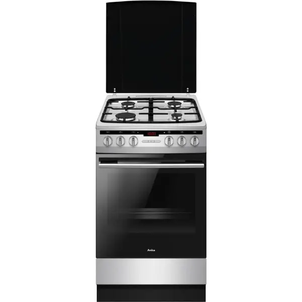 AMICA Aragaz Amica 57GEH3.33HZpTaDA(Xx) Pizza, plita 4 arzatoare pe gaz, cuptor electric, 65 L, clasa A, latime 50 cm, Inox