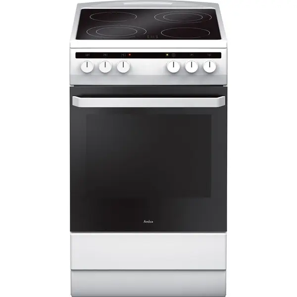 AMICA Aragaz Amica, 58CE2.315HQ W, Alb, vitroceramic, electric, 8 functii, 50 cm latime, 65 L
