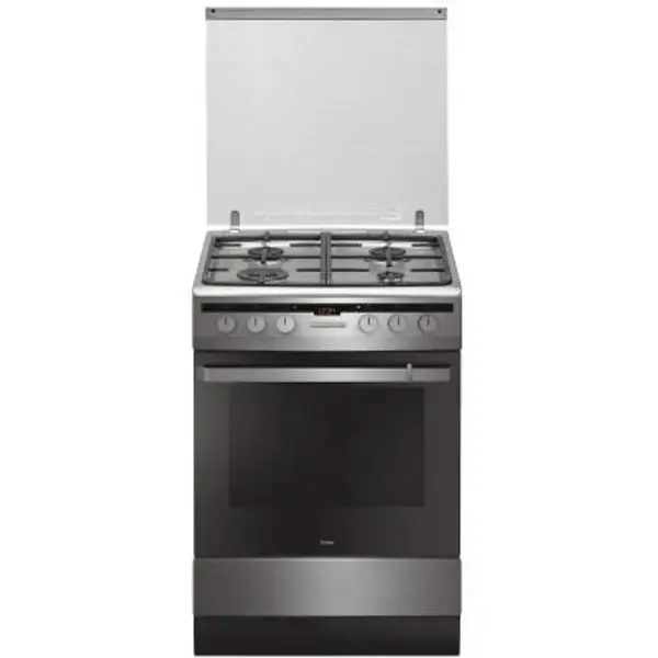 AMICA Aragaz Amica 618GE3.39HZpTaDpNAQ(Xx) 60cm, 4 arzatoare pe gaz, 1 cuptor electric, negru-inox