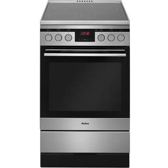 AMICA Aragaz Amica, KC 514CE3.413TsKDHaQ XL, vitroceramica-electrica, 50 cm latime, 65L, Inox