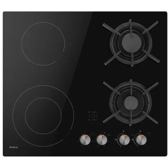 AMICA Plita Amica PCG64102 Ceramic-gas, combinata gaz si electrica, vitroceramica, 4 zone
