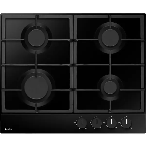 AMICA Plita Amica PGA6100APB pe gaz, Negru, 4 zone de gatit, Sticla