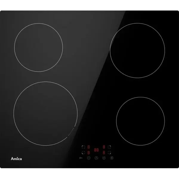 AMICA Plita cu inductie incorporata Amica AHI 601, 57cm, 4 zone de gatit, Touch Control 9 nivele, 4 functii BOOSTER, Negru