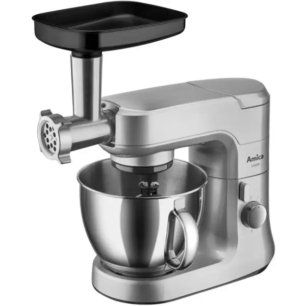 AMICA Robot de bucatarie Amica KML 6011, 1000W, bol inox 4.5L, 1.8 kg, 8 trepte de viteza, functie pulse, 5 accesorii, Argintiu