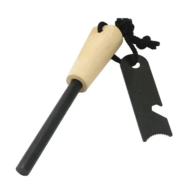 Amnar supravietuire robust cu maner lemn si racleta multifunctionala, DEPOX , lemn, 12 cm