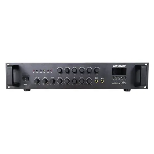 Amplificator Analog, 240W, 6 zone, 2xAUX, EMC IN, 2xMic, Bluetooth, USB, SD Card, MP3 - HIKVISION DS-QAE0A240G1-VB6