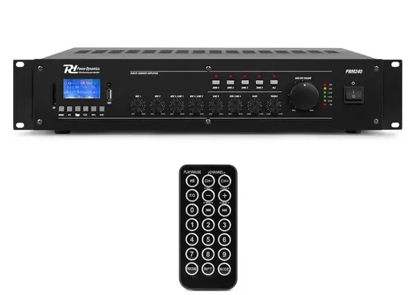 Amplificator Power Dynamics PRM240, 100V, 5 canale, 4 zone de 240W, Bluetooth, MP3