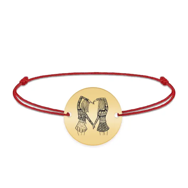 Anabella - Bratara personalizata snur si banut pentru prietene/surori din argint 925 placat cu aur galben 24K
