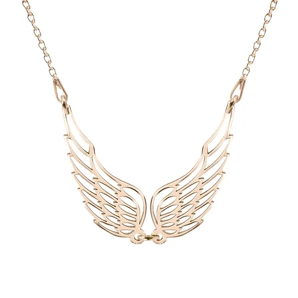 Angela - Colier personalizat doua aripi ingeras din argint 925 placat cu aur roz