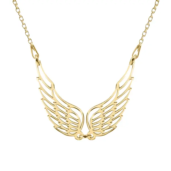 Angela - Colier personalizat doua aripi ingeras din argint 925 placat cu aur galben 24K