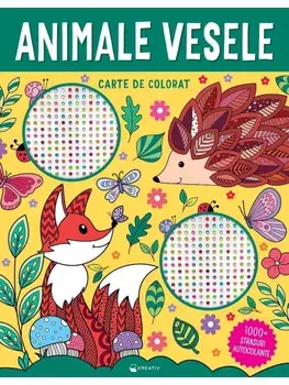 Animale vesele. Carte de colorat. 1000 strasuri autocolante/***