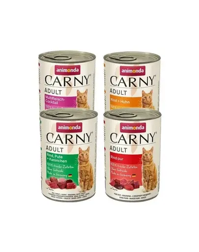 ANIMONDA Carny Adult mix conserve hrana pisica adulta 4 x 400 g pui, cocktail carne, vita, iepure
