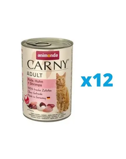 ANIMONDA Carny Adult set curcan, pui, creveti hrana umeda pisici 12 x 400 g