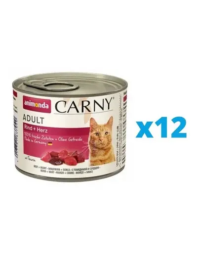 ANIMONDA Carny Hrana umeda pentru pisica, cu carne de vita si inimi 12 x 200 g