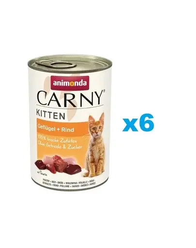 ANIMONDA Carny Kitten Poultry&Beef 6x400 g pasare si vita, conserve pentru pisoi
