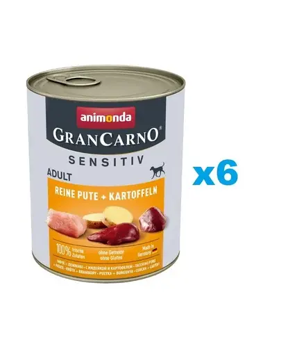 ANIMONDA Grancarno Sensitive Hrana umeda cu curcan si cartofi, pentru caini adulti sensibili 6x800 g