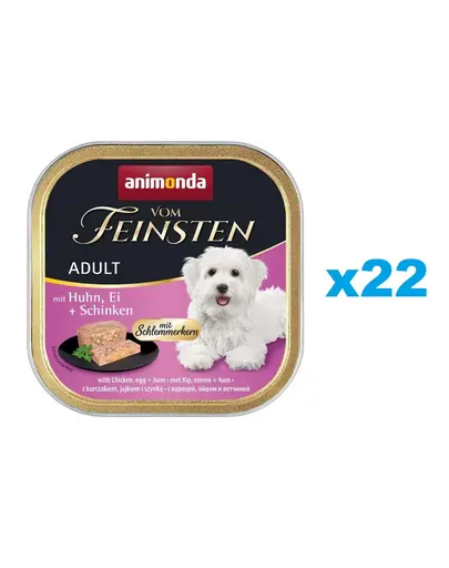 ANIMONDA Vom Feinsten Adult Set hrana umeda caine talie mica, cu pui, oua si sunca 22x150g