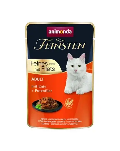 ANIMONDA Vom Feinsten Fines Adult hrană umedă pentru pisici cu rață și file de curcan 85 g