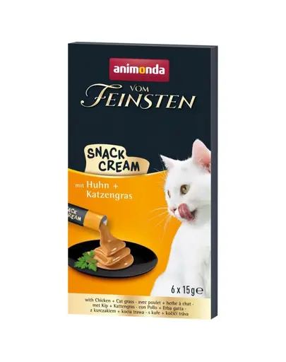 ANIMONDA Vom Feinsten Snack Cream cu pui și iarbă pentru pisici 6x15 g gustare cremoasă pentru pisici
