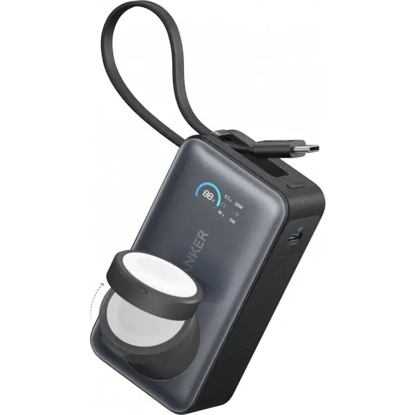Anker Baterie Externa Anker MagGo, 10000mAh, 35W, PD + QI, 1 x QI - 2 x USB-C, Neagra A1657011
