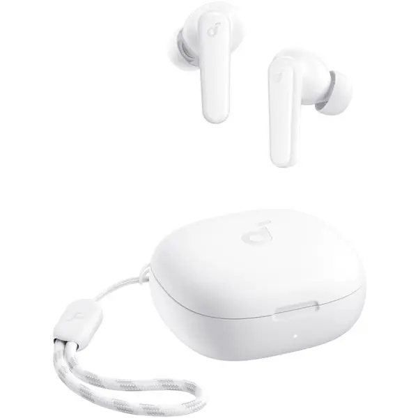 Anker Casti TWS Anker „Soundcore R50i v2”, tip butoni, utilizare multimedia, Bluetooth 5.3, 2 x mic, durata baterie pana la 30 ore, alb