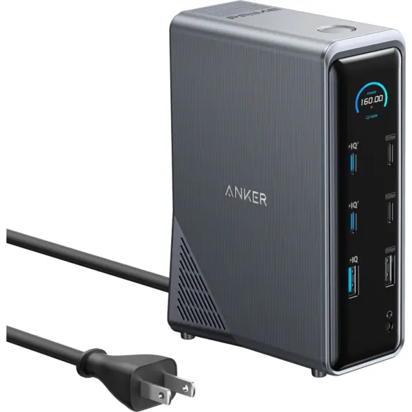 Anker DOCKING Station Anker Prime, porturi USB Type-C x 4, USB 3.1 gen2 x 5, HDMI 4K , display LED, negru, A83B63A1