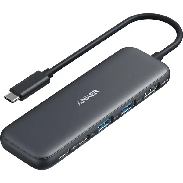 Anker Hub Ultra-Slim Anker 332 USB-C 5-in-1, 4K HDMI, 85W PD, Negru