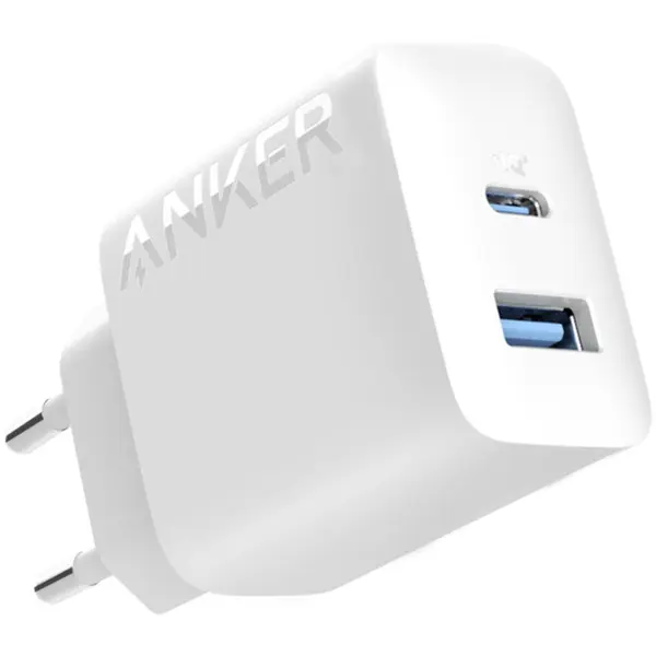 Anker Incarcator retea Anker, 312 20W, PowerIQ, 1 x USB Type-C, 1 x USB, Alb