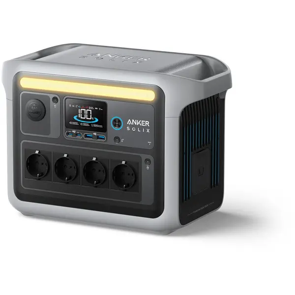 Anker Statie de alimentare portabila Anker Solix C1000X, 1056Wh, LiFeP04, 1800W, pentru case, camping, autorulote, Gri-Negru