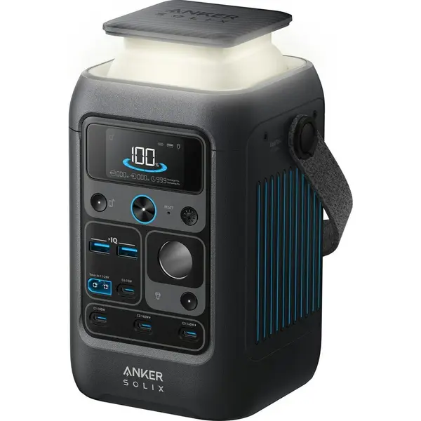 Anker Statie de incarcare portabila Anker Solix C300X DC, 288Wh, 300W, 2x USB-A, 4x USB-C, port auto, Gri
