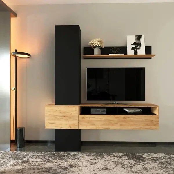 Ansamblu comoda TV Wendy Bej 195.1x37.3x219.1 cm