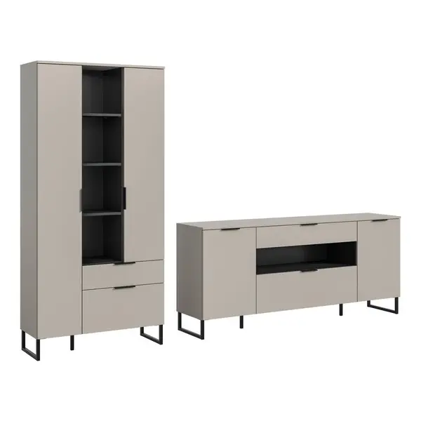 Ansamblu Mobilier Camera De Z, 2 piese, cașmir, negru, 290/192/41 cm