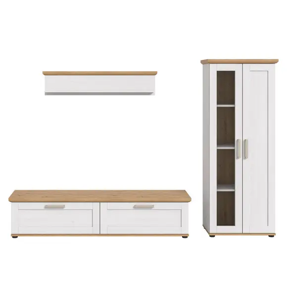Ansamblu Mobilier Camera De Z, 3 piese, alb, stejar Artisan, 240/161/40 cm