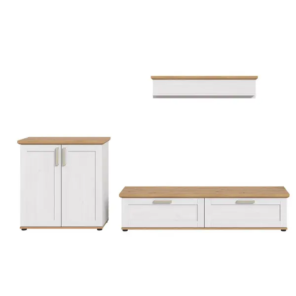 Ansamblu Mobilier Camera De Z, 3 piese, alb, stejar Artisan, 260/151/40 cm