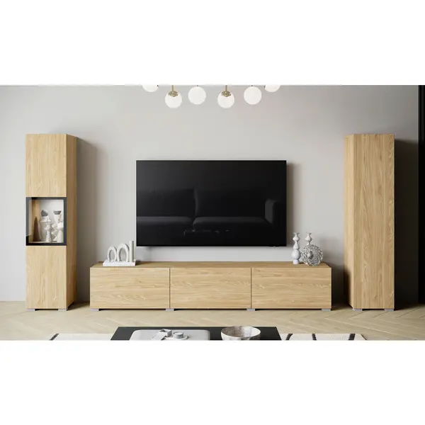Ansamblu Mobilier Camera De Z, 3 piese, culoare lemn stejar, 240/130/31 cm