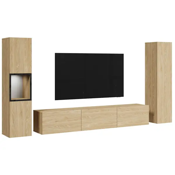 Ansamblu Mobilier Camera De Z, 3 piese, culoare lemn stejar, 240/130/31 cm
