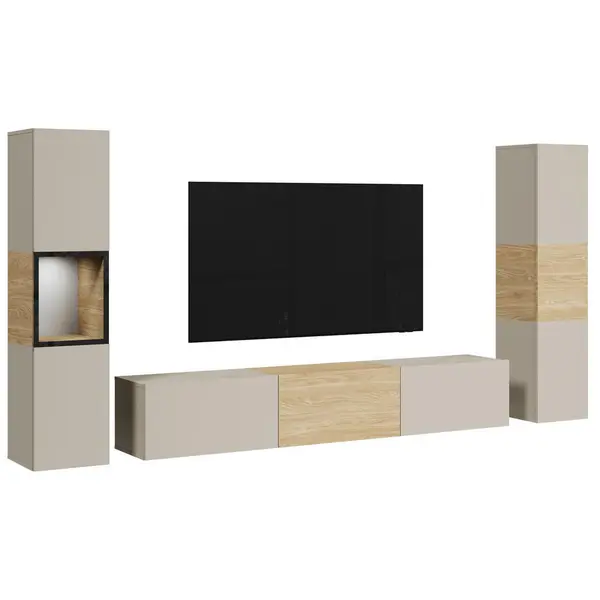 Ansamblu Mobilier Camera De Z, 3 piese, culoare lemn stejar, cașmir, 240/130/31 cm