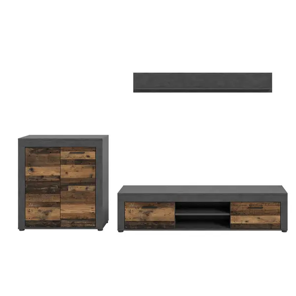 Ansamblu Mobilier Camera De Z, 3 piese, gri, culoare natur, 255/159/35 cm