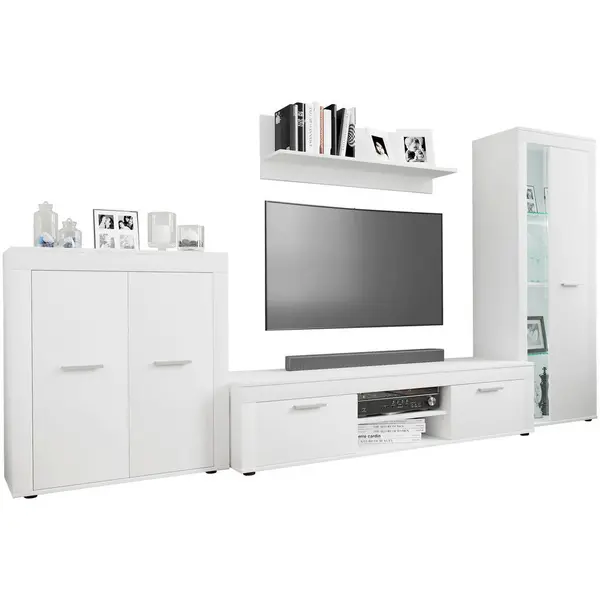Ansamblu Mobilier Camera De Z, 4 piese, alb, 300/159/37 cm