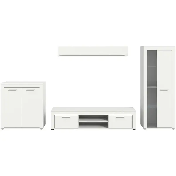 Ansamblu Mobilier Camera De Z, 4 piese, alb, 330/159/35 cm