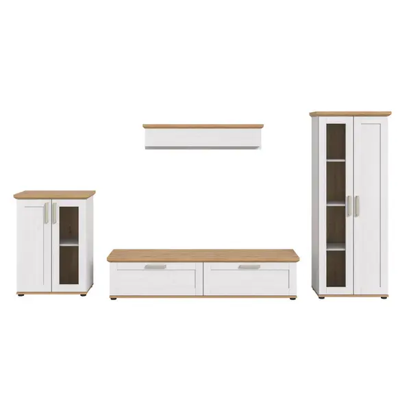 Ansamblu Mobilier Camera De Z, 4 piese, alb, stejar Artisan, 316/161/40 cm